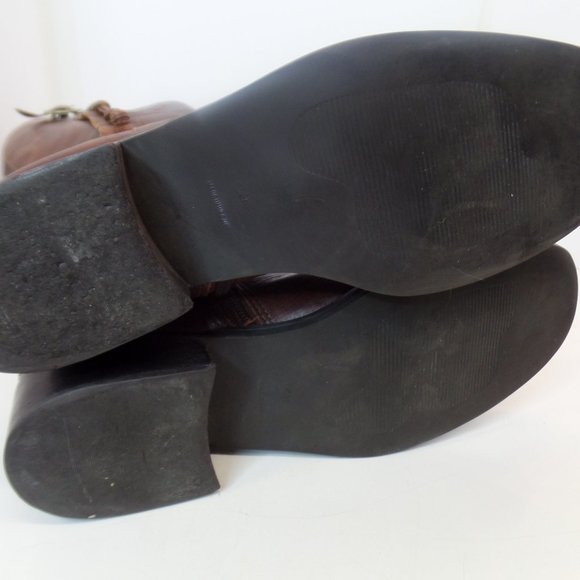 Brown Leather Zip Up Boots W Braided Trim & Buckle With Character Sz 9 #6436398 - Picture 11 of 16